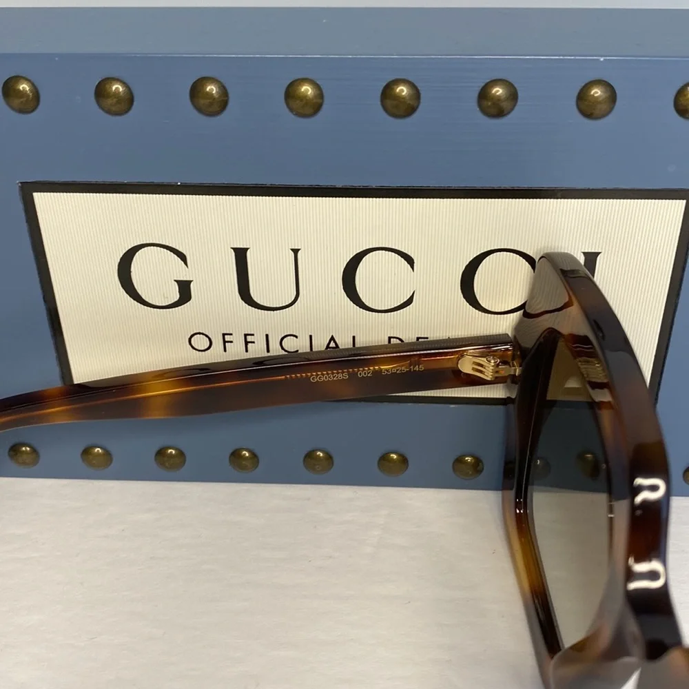 New - Gucci Oversized Square Havana Brown GG0328s 002 Sunglasses